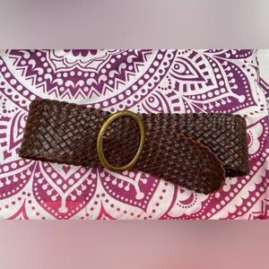 Jessica Simpson leather braided belt size S made in India 40” long